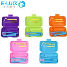 1box Dental Cleaning Care Kits Portable Travel Oral Cleaning Kits Detachable Toothbrush Interdental Brush Tongue Scraper