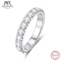 AnuJewel 3mm 2-3ct D Farbe Moissanit Ehering Ring 925 Sterling Silber Eternity Band Verlobungsringe