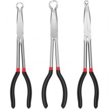 3 Stück Schlauchgreiferzange 11 Zoll Kohlenstoffstahl Zündkerzenentfernungszange Langer Griff Kfz-Elektrotrennzange 6/13/18 mm