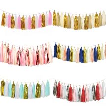 15-30 Stück mehrfarbige DIY Seidenpapier-Quastengirlanden-Sets für Babyparty, Jahrestag, Geburtstag, Party, Hochzeit, Dekoration, Kunsthandwerk