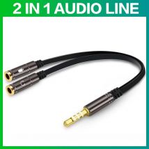 Cable divisor de Audio de 3,5mm, 1 unidad, 1 macho, 2 hembra, micrófono, auriculares, divisor Y para Cable auxiliar, divisor de auriculares para teléfonos móviles