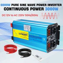 Convertitore di potenza da 6 kW LVYUAN 12V 24V a 220V Pannello solare a onda sinusoidale pura Sistema di generazione di energia Convertitore di potenza continuo da 3000W