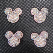 Mickey Beaded Cartoon Stickers, Rhinestone Patch for Hat, Handmade Beaded Applique, Sew On, 2.2x2.5cm