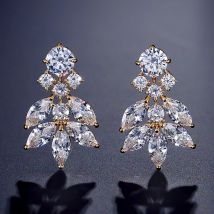 Zakol glänzend aaa marquise zirkon asymmetrische ohrringe für frauen luxus klarer kristall cz braut hochzeits feier schmuck
