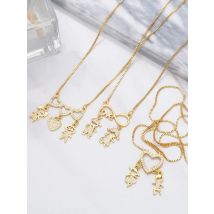 FLOLA Copper Zircon Boy and Girl Necklace Couple Jewelry Gold Plated Chain Love Heart Necklace Crystal Jewelry Gifts nkeb188