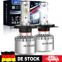 BEVINSEE 2x fiala H4 LED fascio alto/basso 9003 HB2 LED lampadine per fari auto 60W 8000LM lampada LED H4 ad alta potenza per veicoli 6000K 12V