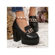 Super High Heel Single Shoes Autumn New Round Toe Mid-mouth Platform Slip-on Non-slip Block Heel Shoes