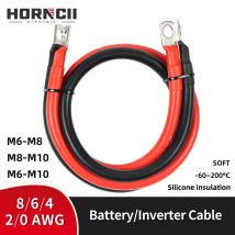 8 6 4 2 0 AWG verseilter verzinnter Kupferdraht mit M6-M8-M10-Öse für Wechselrichter, Auto, Solar-Solarbatteriekabel, Silikondraht