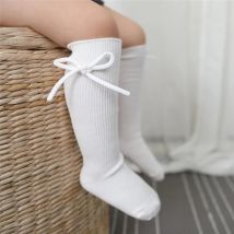 Herbst Kinder Knies trümpfe Baby Mädchen Jungen Bowknot flache lange Socke weiche Baumwolle feste Kinder Prinzessin Socken für 0-7 Jahre