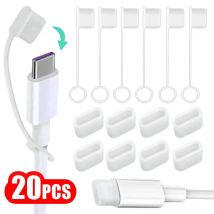 1-20Pcs Typ C Port Transparent Staub Stecker Mit Seil Anti-Verloren Staubdicht Schutz Kappe Silikon staub Stecker Abdeckung Universal Typ-C