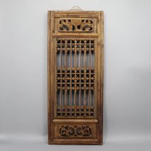 Altes Fensterpaneel, Massivholzschnitzerei, Heimdekoration, Wandbehang