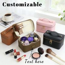 Borsa per cosmetici in pelle PU con nome personalizzato con archiviazione zonata e borsa da toilette di grande capacità per nuovi prodotti autunnali e invernali