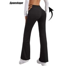 Damen Skinny Flare Hose Kordelzug Hohe Taille Jogginghose Streetwear Geraffte Bandage Y2K Mode Hosenband Taille Legging