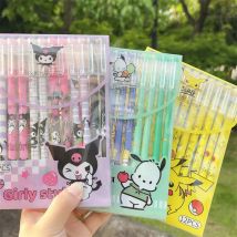 Sanrio Cartoon Gel Stift 12Pcs Erdbeere Kuromi My Melody Student Schreibwaren Schreiben Stifte 0,5 Schwarz Prüfung Stift Schreibwaren für Schule