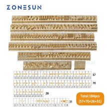 ZONESUN Timbri con lettere dell'alfabeto in ottone con logo personalizzato 184 pezzi / set Simboli con numeri a caldo per macchina Timbro con lettera con slot a T da 10 cm
