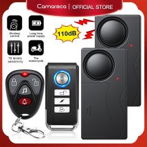 Camaroca Wireless Vibration Alarm Door And Window Anti-Theft Alarm With Remote Control 110dB Motorcycle Bicycle Security Sensors