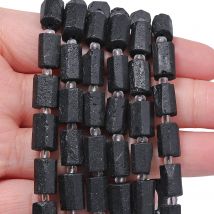 Wholesale Natural Black Tourmaline Gems Beads 8-11mm Irregular Cylinder Shape Beads for Jewelry Making Diy Bracelet Accessories