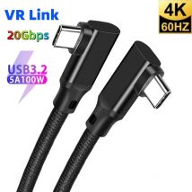 90 Grad USB3.2 Gen2 20 Gbit/s VR USB-C Daten VR Link Kabel Typ-C 4K@60Hz Video 100 W PD 5A Schnellladekabel für Quest 1/2
