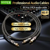 YYTCG HiFi RCA auf 2RCA Audiokabel 6N OFC Subwoofer Y-Kabel RCA 1 Stecker auf 2 Stecker Audiokabel für Lautsprecher, DVD, TV, Verstärker