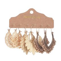 Boho Gold Farbe Metall Hohl Ohrring Set für Frauen Retro Geometrische Geschnitzte Blatt Herzförmige Ohrringe Indischen Schmuck Brincos