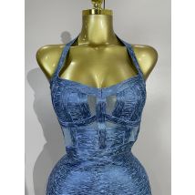 Women Sleeveless Blue Bodycon Bandage Dresses Celebrity Elegant Cocktail Evening Party Club High Quality Birthday Dress Vestidos