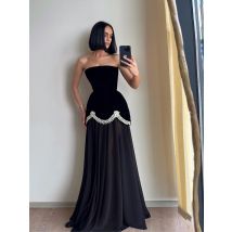 Booma A-Line Sleeveless Crystal Strapless Evening Dresses Long Formal Dresses for Women Elegant Prom Gowns Custom Made 2025