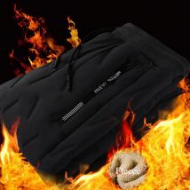 Winter-Fleece-Sweatshirt für Herren, warme Freizeithose, verdicktes Fleece-Futter, wasserdichte Thermohose, solide Hose mit Kordelzug für Herren