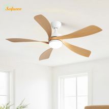 Ventilatore da soffitto Sofucor da 52 pollici a 5 pale con LED DC a 6 velocità ad alta velocità del vento con telecomando per ambienti