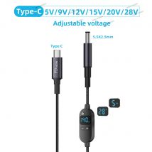 ​65W 100W 140W Type C PD to DC 5.5X2.5mm Power Boost Cable 5V 9V 12V 15V 20V 28V Adjustable Voltage Cord for Laptop Router Fan