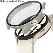 Matowe, twarde etui PC z hartowanym szkłem ochronnym na ekran do Samsung Galaxy Watch 7 6 5 4 40mm 44mm, pełna ochrona, bumper.