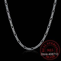 Italien Made 925 Sterling Silber Figaro Kette 2 mm schlanke Halsband Halskette Damen Schmuck Kolye Collier Collares Ketting Colar 40-60 cm
