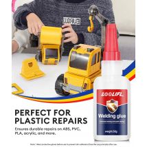 Super glue, instant quick drying, cyanoacrylate glue, plastic, toys, ABS、PVC、PLA， Strong adhesive with anti clogging design