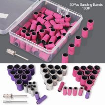 50 Stück 180 #   Schleifbänder-Set mit Nagelbohrer, Schaft für Nägel, UV-Gel, Acryl, Nagellackentferner, Maniküre, Bohrer, Sandsäufe, Werkzeugset