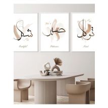 Islamic Calligraphy Tawakkul Sabr Shukr Posters Bohemia Abstract Canvas Painting Wall Art Print Picture Living Room Home Decor