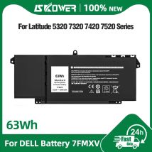 15.2V 63Wh 7FMXV Laptop battery for Dell Latitude 5320 7320 7420 7520 2 in 1 P133G P134G P135G P136G P138G P139G P110F 9JM71