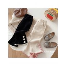 Girls' Thickened Bell Bottom Pants 2025 New Autumn Baby Chenille Solid Color Casual Pants Children's Korean Version Pants