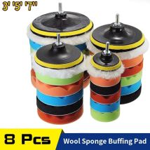8Pcs Polieren Pad Set Gewinde 3/5/7 zoll Auto Auto Reparatur Polieren pad Kit für Auto Polierer + bohrer Adapter Power Werkzeuge zubehör