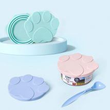 Nuovo portatile in silicone per cani e gatti coperchio in scatola 2-in-1 sigillante per alimenti cucchiaio copertura per alimenti per animali domestici conservazione coperchi per conservazione fresca
