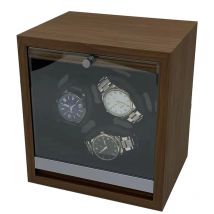 Carica orologi per orologi automatici Scatola portaoggetti Custodia per orologi meccanica antipolvere Cassa per orologi sicura in legno di noce nera Luce ambientale a LED
