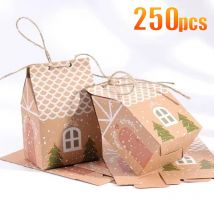 250 Stück Mini-Weihnachts-Süßigkeitsbox aus Kraftpapier, niedliche Geschenktüte, Party-Geschenk, Weihnachtsbaum-Dekoration, Hochzeitsgeschenk, Feiertagsfeier