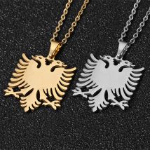 Mode Albanien Adler Anhänger Halskette für Frauen Männer Gold/Silber Farbe Party Verlobung Jahresenden Edelstahl Schmuck Geschenke
