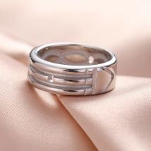 Teamer Anelli larghi in acciaio inossidabile Fahion semplice anello da dito Color argento per donna uomo coppia matrimonio gioielli natalizi regali