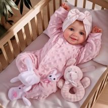 Baby Doll Reborn da 17 pollici Sunny – Neonato posizionabile in vinile morbido realistico con volto sorridente e accessori, regalo per bambini A