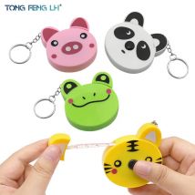 Cartoon Tape Measure 0-150cm 0-60 Inch Mini Portable Cute Animal Shape Key Ring Automatic Tape Measure Panda Frog Piggy Tiger