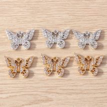 10 stücke 21x18mm elegante Kristall Tier Schmetterling Charms für Schmuck machen Frauen Mode Ohrringe Halsketten DIY Handwerk Accessoires