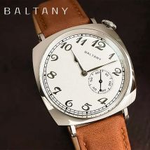 Baltany 1921 Orologio meccanico automatico da uomo classico Orologio casual retrò da uomo in pelle zaffiro di lusso impermeabile 5Bar Reloj H