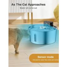 3.2L/108oz Wireless Charging Sensor Cat Water Feeder Stainless Steel Cat Dog Water Fountain Silent Water Level Window No Plug