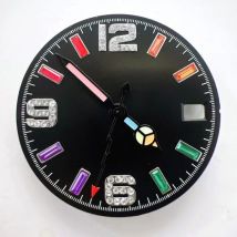 New 28.5mm Sunburst Colorful Diamond Watch Dial for NH35/NH36 Automatic Movement Mod Accessories Green Lume Hands