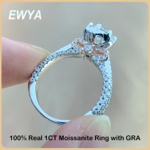 Ewya funkelnde Fliege 1ct Moissan ite Verlobung sring für Frauen s925 Sterling versilbert 18 Karat Roségold Diamant ringe Band