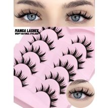 GROINNEYA Manga-Wimpern, 5 Paar Wimpern, flauschig, weich, Kreuz, natürlicher Look, falsche Wimpern, Wispy, natürliches Make-up, Wimpernverlängerung